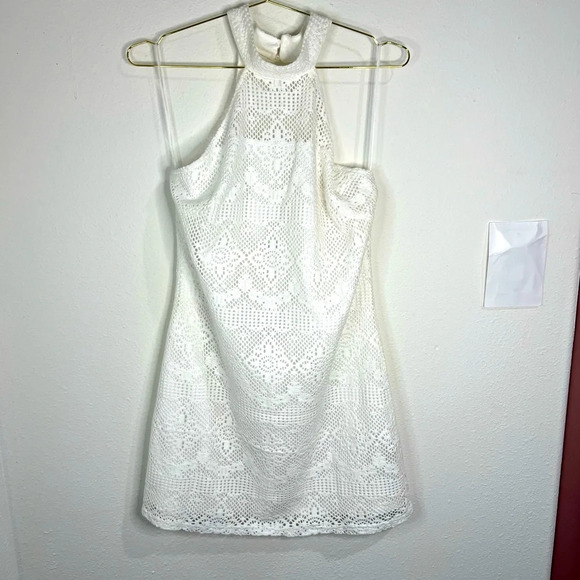 Walter Baker Elegant Crochet Lace Halter Dress Chic Sleeveless Timeless Size XL - Picture 1 of 7